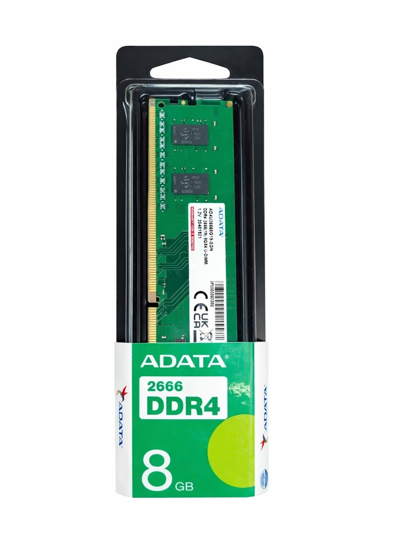 أداتا ذاكرة رام ADATA بسعة 8 جيجابايت DDR4 بسرعة 2666 ميجاهرتز للكمبيوتر المكتبي - Image 1
